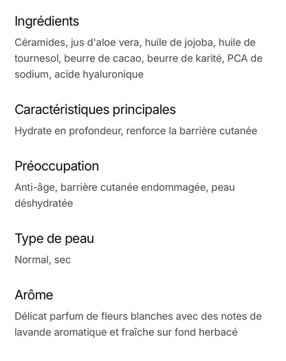 Crème de nuit hydratante aux céramides